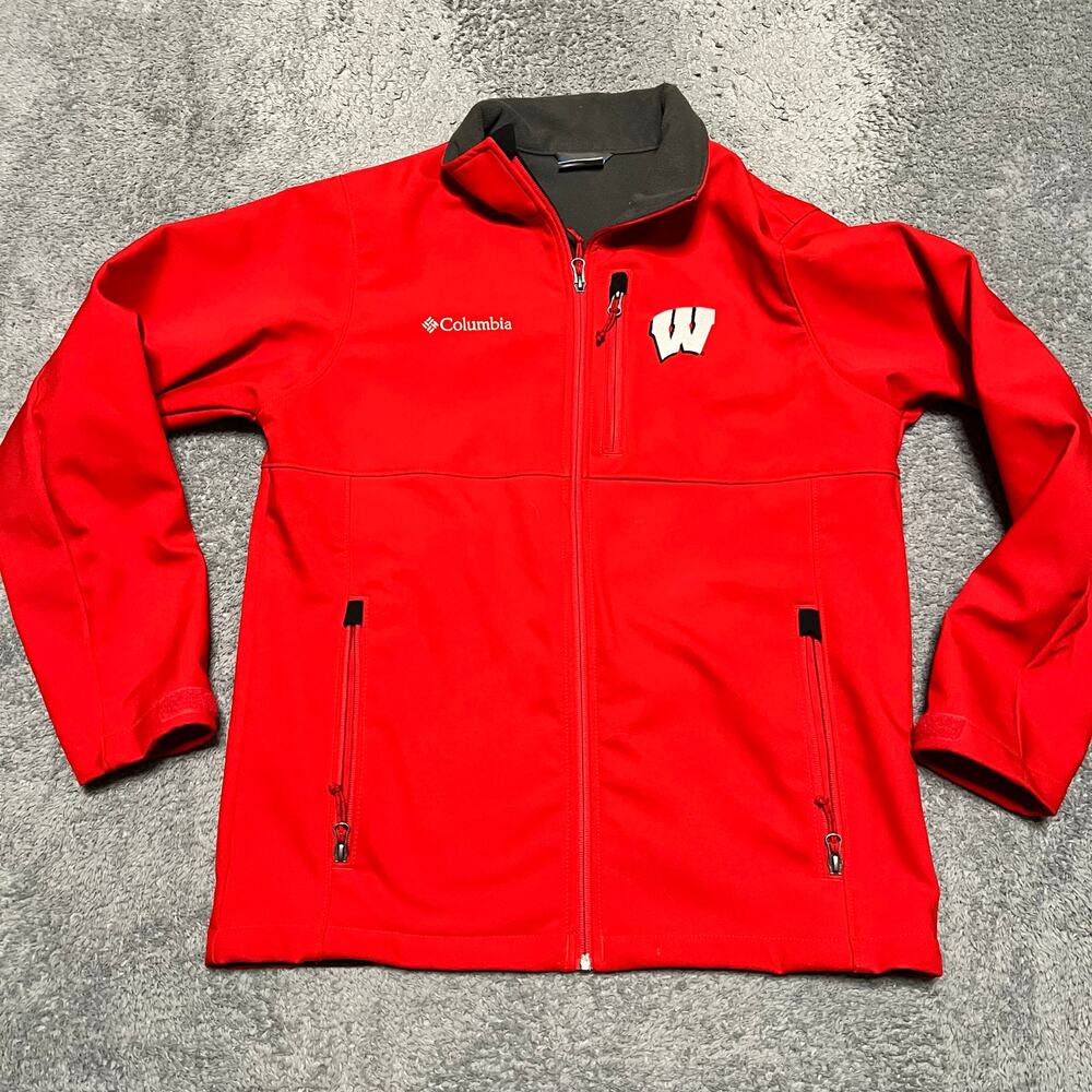 Columbia Wisconsin Badgers Jacket Mens Medium Softshell Red
